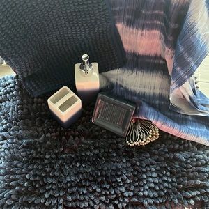 3 Pc Bathroom Sink Accessory Kit, Shower Curtain, and rugs